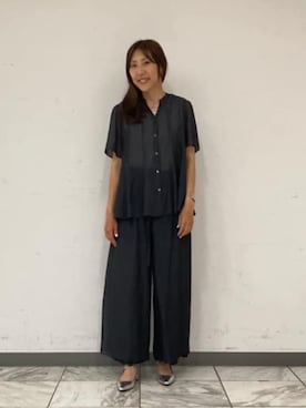 「K.T KIYOKO TAKASE（キヨコタカセ）の【セットアップ対応】カッセンシフォンオーガンジー フレアブラウス（シャツ/ブラウス、グレー系）」を使った、COMME CA OFFICIALさん（レディース・166cm）の春コーディネート