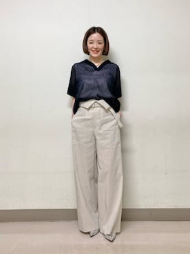 「COMME CA（コムサ）のパイプ ネックレス（ネックレス、シルバー系）」を使った、COMME CA OFFICIALさん（レディース・161cm）の春コーディネート