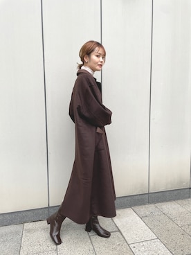 「kastane_ootd」｜「アイテム（チェスターコート）」を使った、Airi Nozawaさん（レディース・173cm）の冬コーディネート
