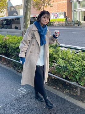 「kastane_ootd」｜「アイテム（チェスターコート）」を使った、Airi Nozawaさん（レディース・173cm）の秋コーディネート