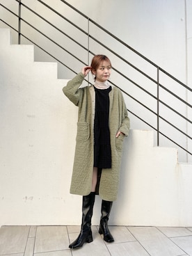 「Kastane（カスタネ）のアイテム（ノーカラーコート）」を使った、Airi Nozawaさん（レディース・173cm）の秋コーディネート