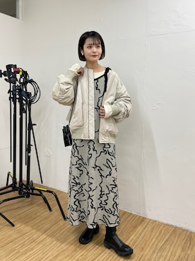 「Kastane（カスタネ）のアイテム（ブルゾン）」を使った、Airi Nozawaさん（レディース・173cm）の冬コーディネート