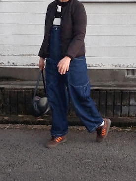 「アイテム（つなぎ/オールインワン）」を使った、ぷりん.さん（レディース・170cm）の冬コーディネート