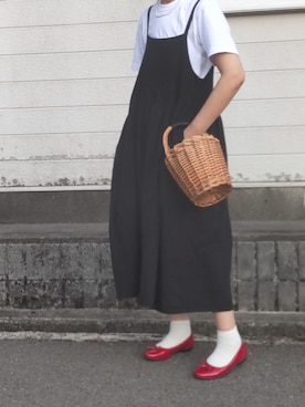 「niko and...（ニコアンド）のアイテム（かごバッグ）」を使った、ぷりん.さん（レディース・170cm）の夏コーディネート