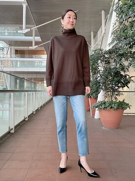 「アイテム（デニムパンツ）」を使った、ayakaさん（レディース・170cm）の冬コーディネート
