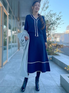 「アイテム（カーディガン/ボレロ）」を使った、ayakaさん（レディース・170cm）の冬コーディネート