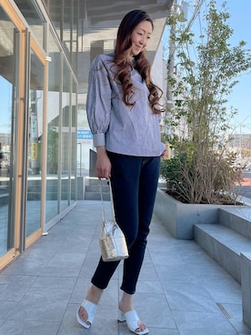 「アイテム（デニムパンツ）」を使った、ayakaさん（レディース・170cm）の春コーディネート