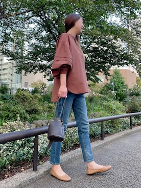 「アイテム（デニムパンツ）」を使った、ayakaさん（レディース・170cm）の秋コーディネート