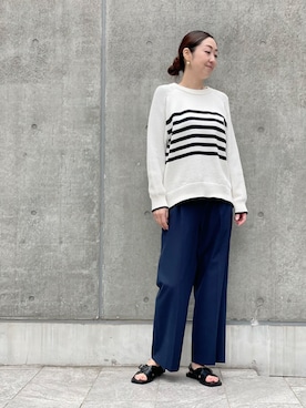 「アイテム（ニット/セーター）」を使った、ayakaさん（レディース・170cm）の春コーディネート