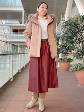 「アイテム（ダウンジャケット/コート）」を使った、ayakaさん（レディース・170cm）の冬コーディネート