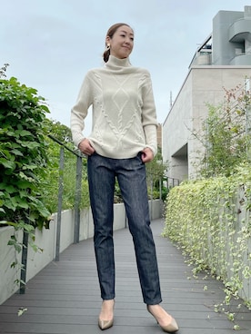 「アイテム（デニムパンツ）」を使った、ayakaさん（レディース・170cm）の冬コーディネート