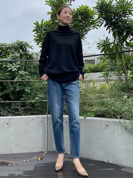 「アイテム（デニムパンツ）」を使った、ayakaさん（レディース・170cm）の秋コーディネート