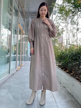 「アイテム（ワンピース）」を使った、ayakaさん（レディース・170cm）の秋コーディネート