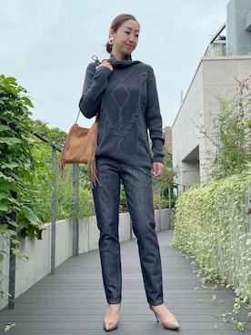 「アイテム（デニムパンツ）」を使った、ayakaさん（レディース・170cm）の秋コーディネート