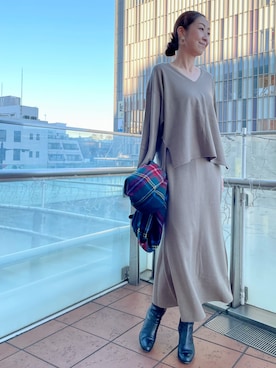 「ニットアップ」｜ayakaさん（レディース・170cm）の冬コーディネート