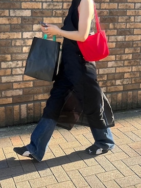 「アイテム（チュニック、ブラック系）」を使った、mnkさん（レディース・161cm）の夏コーディネート