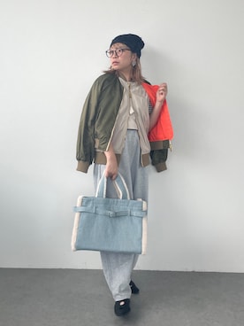 「アイテム（MA-1）」を使った、Fumioさん（レディース・157cm・40代）の秋コーディネート