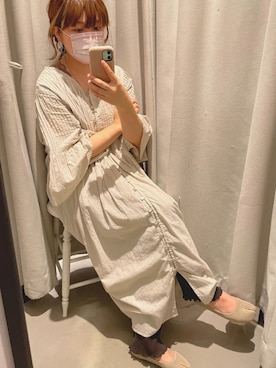 「Libra Cue（リブラ キュー）のアイテム（ワンピース）」を使った、Fumioさん（レディース・157cm）の夏コーディネート