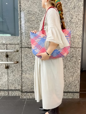 「Libra Cue（リブラ キュー）のアイテム（ワンピース）」を使った、Fumioさん（レディース・157cm）の夏コーディネート