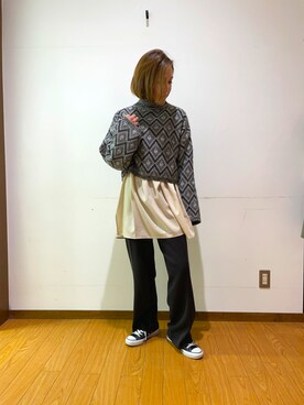 「CONVERSE（コンバース）のCONVERSE コンバース オール スター オックス / ALL STAR OX(BLACK) 32160321（スニーカー）」を使った、Mizukiさん（レディース・163cm・30代）の冬コーディネート