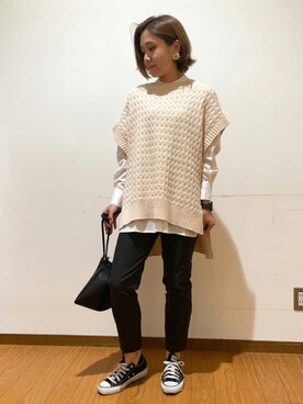「CONVERSE（コンバース）のCONVERSE コンバース オール スター オックス / ALL STAR OX(BLACK) 32160321（スニーカー）」を使った、Mizukiさん（レディース・163cm・30代）の秋コーディネート