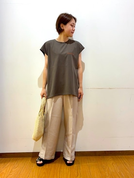 「RODE SKO（ロデスコ）のダブルベルテッドサンダル（サンダル）」を使った、Mizukiさん（レディース・163cm・30代）の夏コーディネート