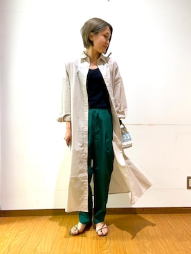 「ITEMS URBANRESEARCH（アイテムズ アーバンリサーチ）のアイテム（シャツワンピース）」を使った、Mizukiさん（レディース・163cm）の夏コーディネート