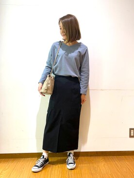 「CONVERSE（コンバース）のCONVERSE コンバース オール スター オックス / ALL STAR OX(BLACK) 32160321（スニーカー）」を使った、Mizukiさん（レディース・163cm・30代）の春コーディネート