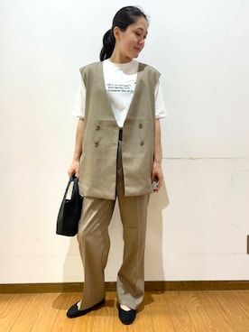 「アイテム（パンツドレス）」を使った、Mizukiさん（レディース・163cm）の夏コーディネート
