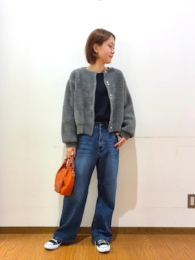 「アイテム（カーディガン/ボレロ）」を使った、Mizukiさん（レディース・163cm）の秋コーディネート