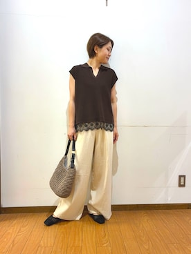 「ITEMS URBANRESEARCH（アイテムズ アーバンリサーチ）のアイテム（ニット/セーター）」を使った、Mizukiさん（レディース・163cm）の春コーディネート