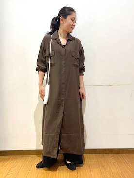 「アイテム（シャツワンピース）」を使った、Mizukiさん（レディース・163cm）の秋コーディネート