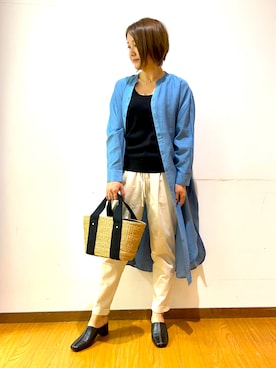 「ITEMS URBANRESEARCH（アイテムズ アーバンリサーチ）のアイテム（シャツワンピース）」を使った、Mizukiさん（レディース・163cm）の春コーディネート