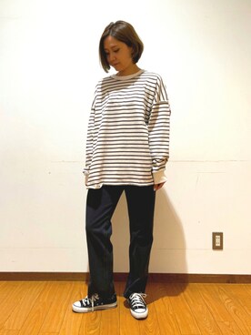 「CONVERSE（コンバース）のCONVERSE コンバース オール スター オックス / ALL STAR OX(BLACK) 32160321（スニーカー）」を使った、Mizukiさん（レディース・163cm・30代）の秋コーディネート