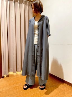 「ITEMS URBANRESEARCH（アイテムズ アーバンリサーチ）のアイテム（シャツワンピース）」を使った、Mizukiさん（レディース・163cm）の春コーディネート