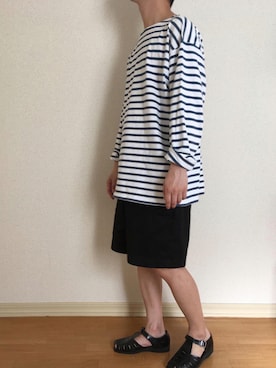 「AURALEE（オーラリー）のIENA別注auralee（Tシャツ/カットソー、ブルー系）」を使った、kururikunさん（メンズ・171cm）の夏コーディネート