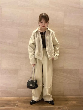 「アイテム（カバーオール）」を使った、mikaさん（レディース・154cm）の秋コーディネート