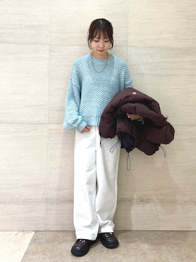 「ニット/セーター」｜「アイテム（その他アウター）」を使った、mikaさん（レディース・154cm）の秋コーディネート