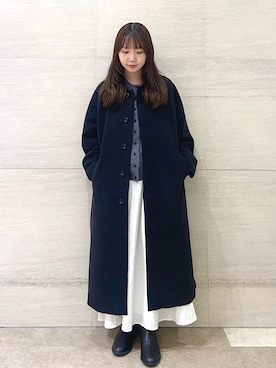 「アイテム（その他アウター、グレー系）」を使った、mikaさん（レディース・154cm）の秋コーディネート