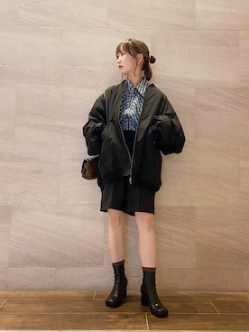 「アイテム（MA-1）」を使った、mikaさん（レディース・154cm）の秋コーディネート