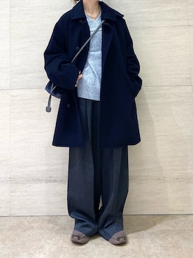 「ニット/セーター」｜「アイテム（ピーコート）」を使った、mikaさん（レディース・154cm）の秋コーディネート