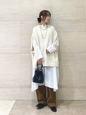 「アイテム（チュニック）」を使った、mikaさん（レディース・154cm）の秋コーディネート
