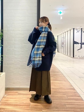「アイテム（ステンカラーコート）」を使った、mikaさん（レディース・154cm）の秋コーディネート