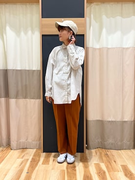 「Samansa Mos2 blue（サマンサモスモスブルー）のアイテム（キャップ）」を使った、rei..naさん（レディース・164cm）の秋コーディネート