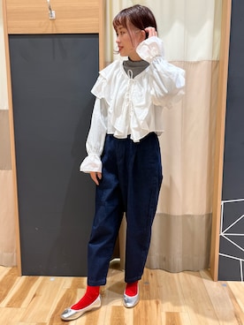 「SM2（エスエムツー）のアイテム（デニムパンツ）」を使った、rei..naさん（レディース・164cm）の冬コーディネート