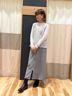 「Samansa Mos2 blue（サマンサモスモスブルー）のアイテム（ベスト）」を使った、rei..naさん（レディース・164cm）の秋コーディネート