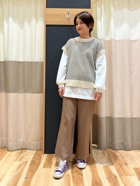 「Samansa Mos2 blue（サマンサモスモスブルー）のアイテム（ベスト）」を使った、rei..naさん（レディース・164cm）の冬コーディネート