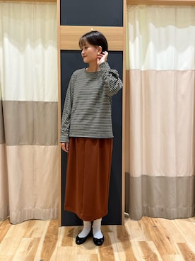 「Samansa Mos2 blue（サマンサモスモスブルー）のアイテム（スカート、オレンジ系）」を使った、rei..naさん（レディース・164cm）の夏コーディネート