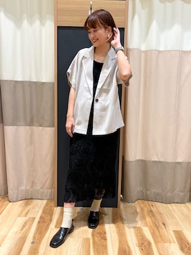 「Samansa Mos2 blue（サマンサモスモスブルー）のアイテム（タンクトップ）」を使った、rei..naさん（レディース・164cm）の夏コーディネート