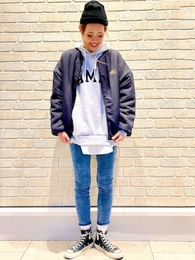 「CAMP7（キャンプセブン）のアイテム（その他アウター）」を使った、えりー👻さん（レディース・173cm）の秋コーディネート